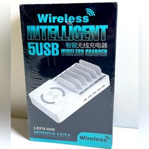 5 USB Wireless charging station with charging pad